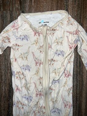 Little One Shop Baby Zip Footless Sleeper - Pastel Floral Dinosaur Print